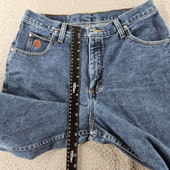 Wrangler Jeans Womens 14 Blue Denim High Rise Straight Leg Western Cowgirl - Picture 7 of 16